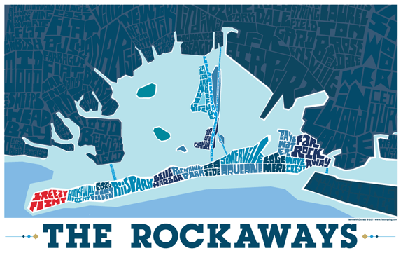 Illustrated map of the Rockaways, including Rockaway Park and Breezy Point