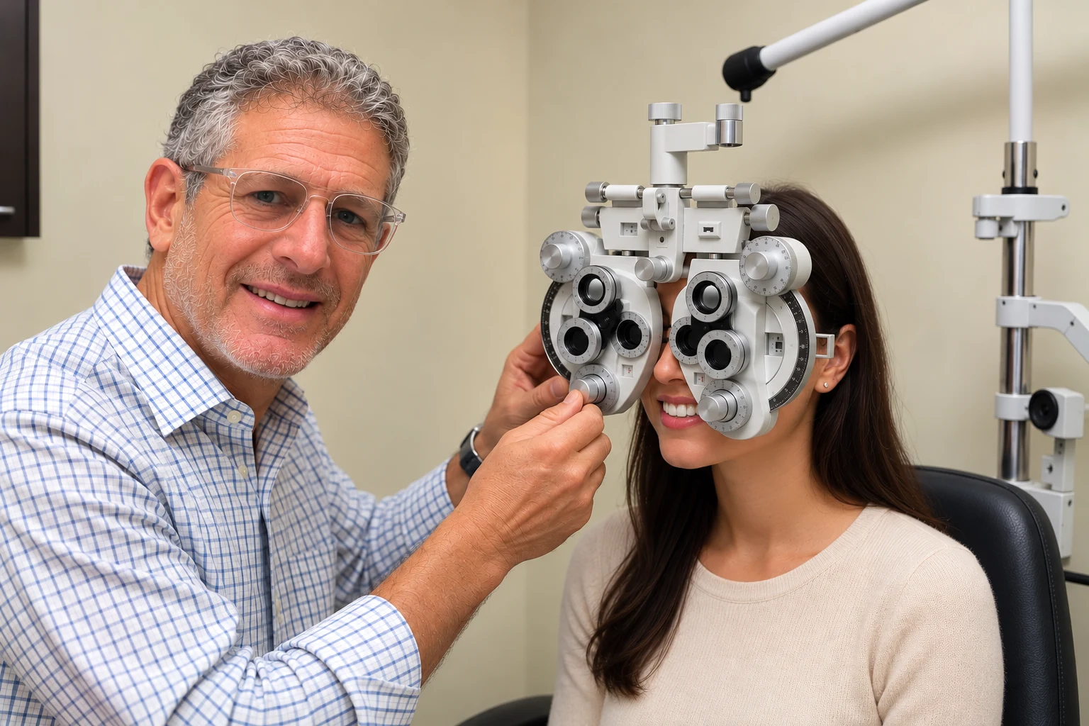 An eye examination with a phoropter