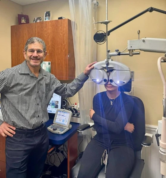 An eye examination with a phoropter